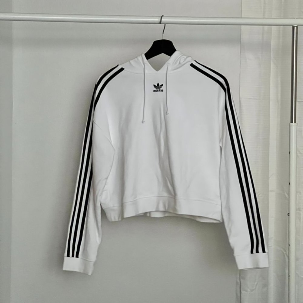 Adidas Adicolor Classic Cropped Hoodie in White (S)